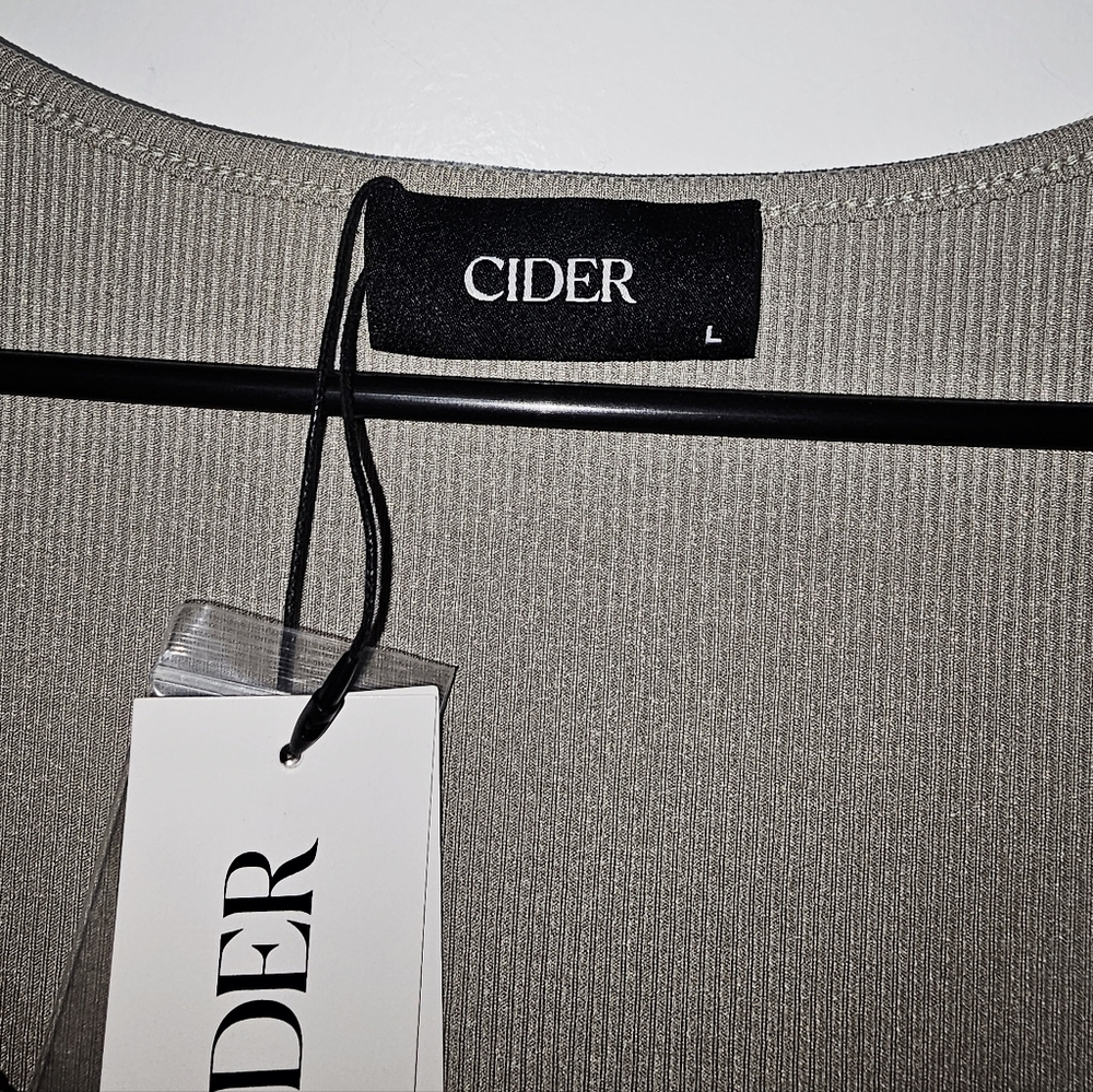 CIDER Rib Button Drawstring Midi High Low Dress Size L - Picture 5 of 8